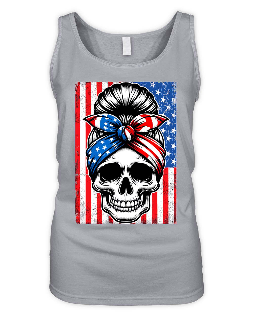 USA Flag Vintage Skeleton 4th of july 4 Organic Women's Tank Top