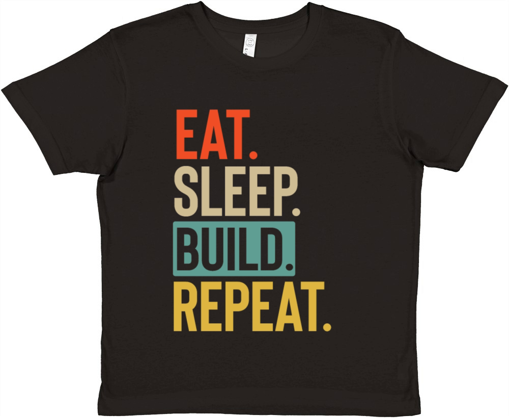 Eat Sleep build Repeat retro vintage colors Premium Kids Crewneck T-shirt