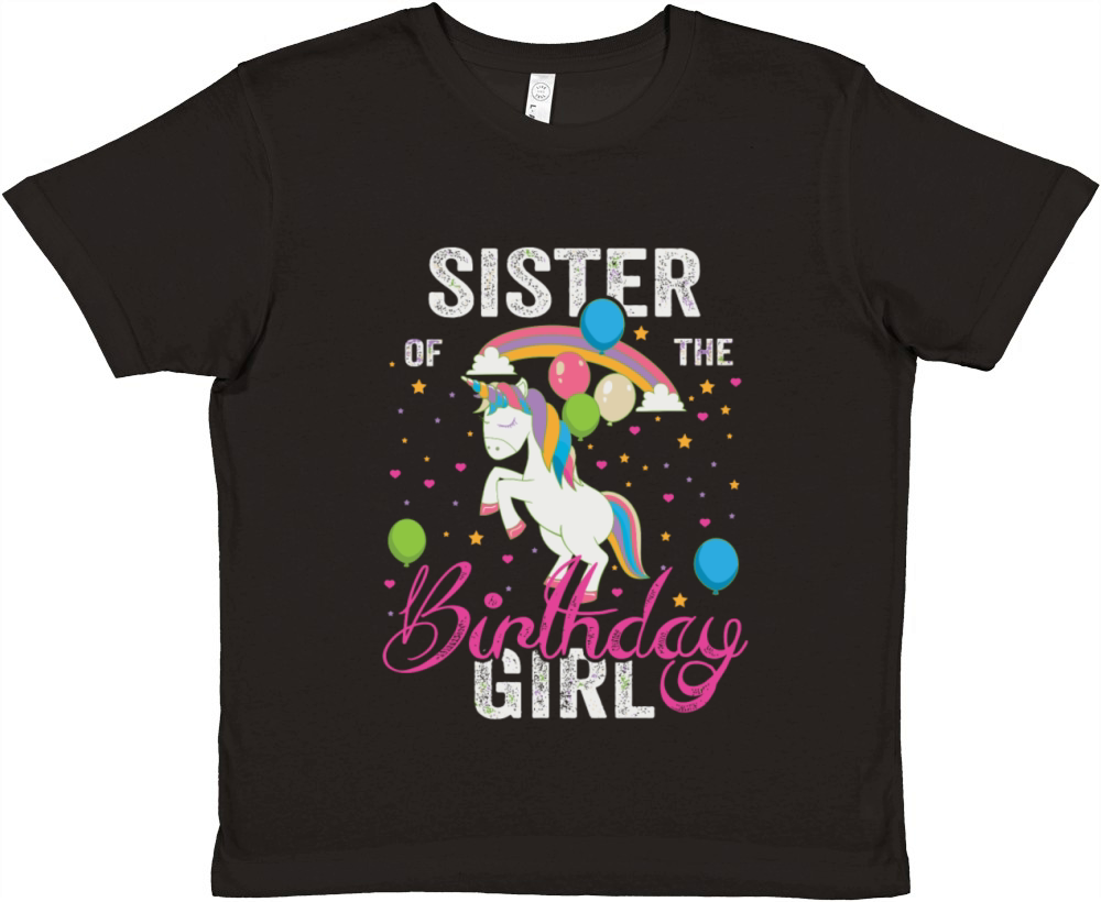 Sister Of The Birthday Girl Awesome Unicorn Gift F Premium Kids Crewneck T-shirt
