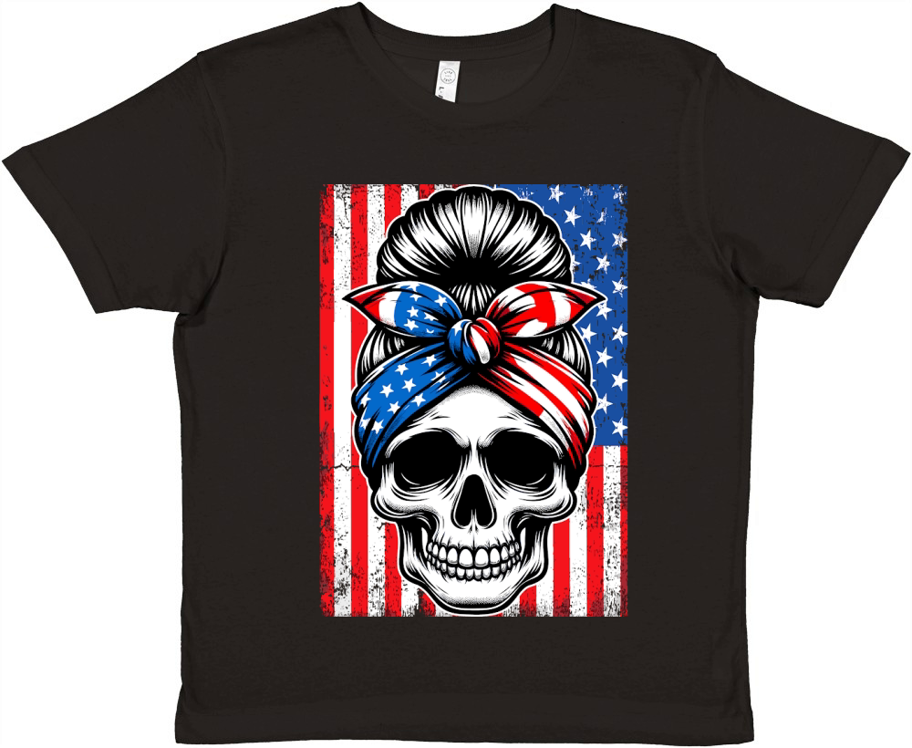 USA Flag Vintage Skeleton 4th of july 4 Premium Kids Crewneck T-shirt