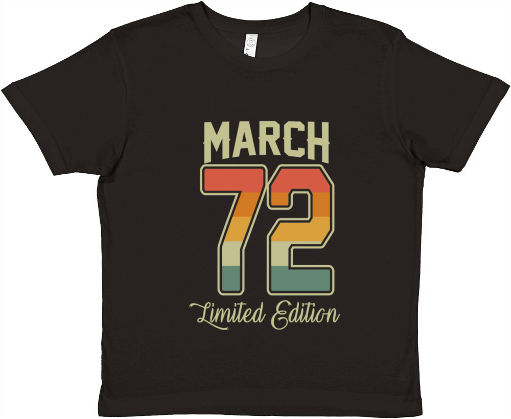 Vintage 50th Birthday March 1972 Sports Gift Premium Kids Crewneck T-shirt