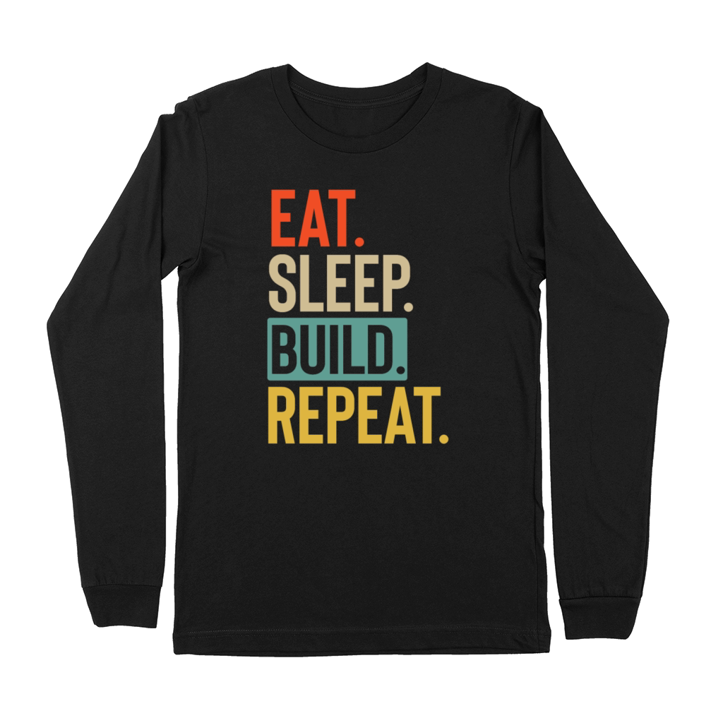 Eat Sleep build Repeat retro vintage colors Premium Long Sleeve