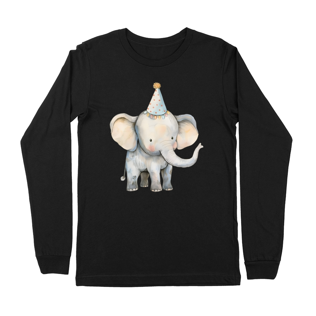 Elephant with Party Hat Watercolor Premium Long Sleeve