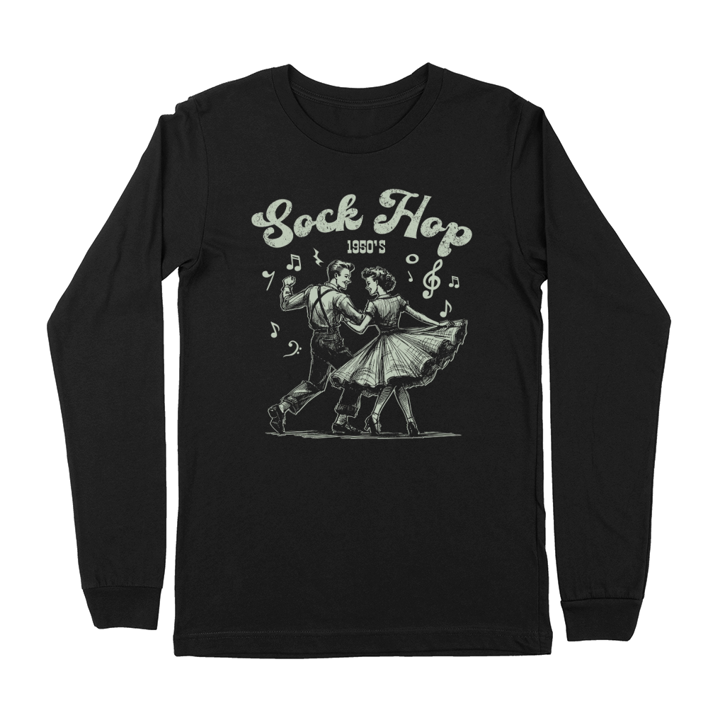 Sock Hop 1950s Dance D Retro Green Premium Long Sleeve