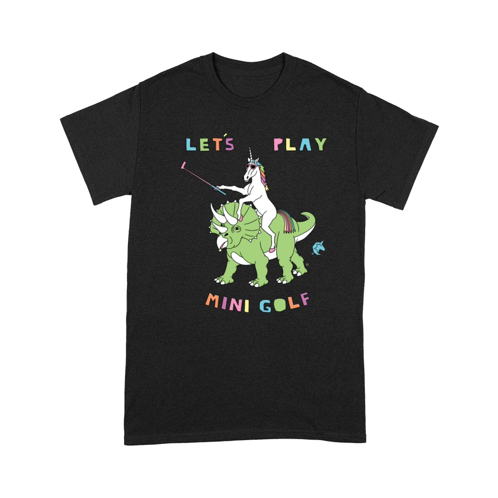Lets Play Mini Golf Unicorn Riding Dinosaur Premium T-shirt