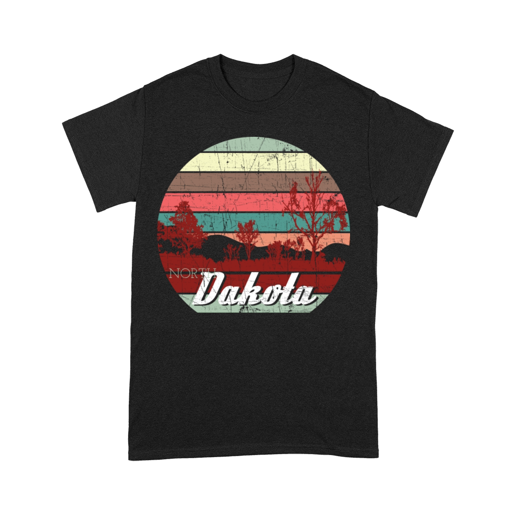 Retro Color Distressed Design North Dakota Travel Premium T-shirt
