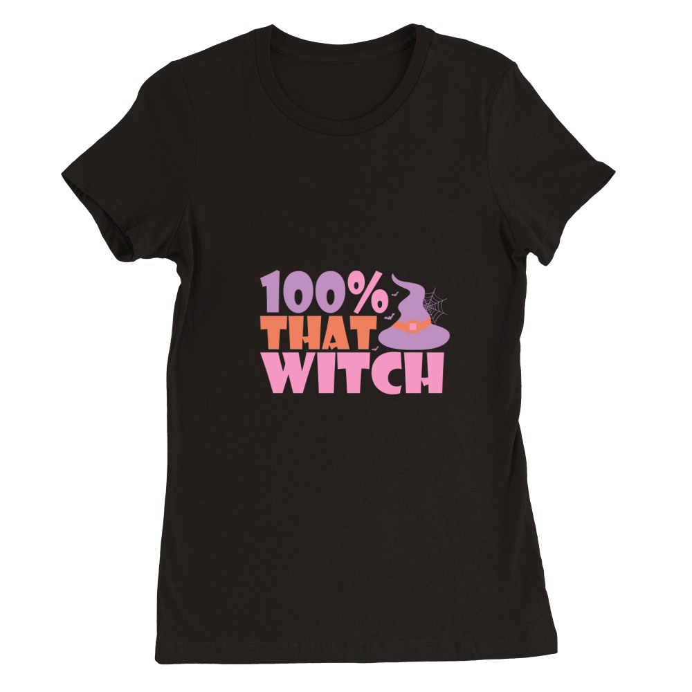 100 that witch Halloween Premium Womens Crewneck T-shirt
