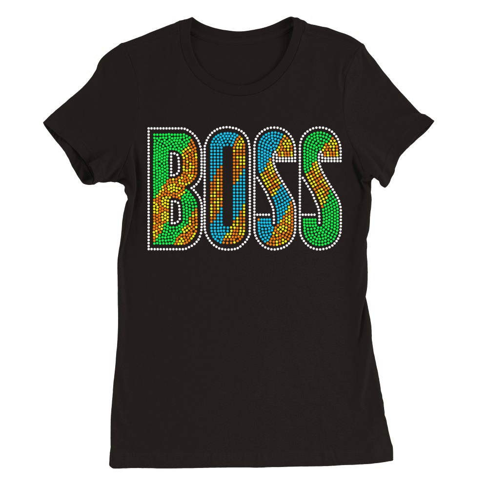 Boss Rhinestone Templates 2 Premium Womens Crewneck T-shirt