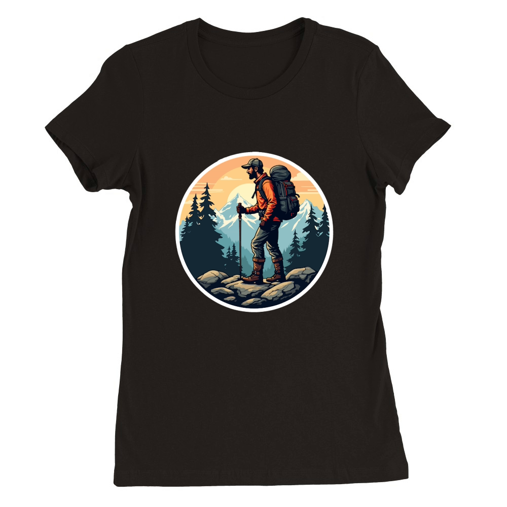 Mountain explorer hiking adventure Illus 06 Premium Womens Crewneck T-shirt