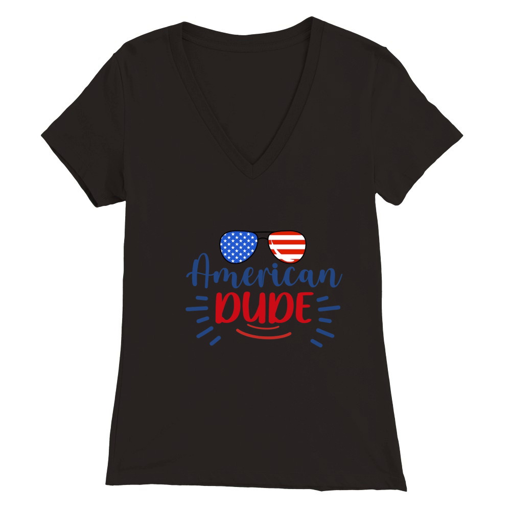 American dude Premium Womens V-Neck T-shirt