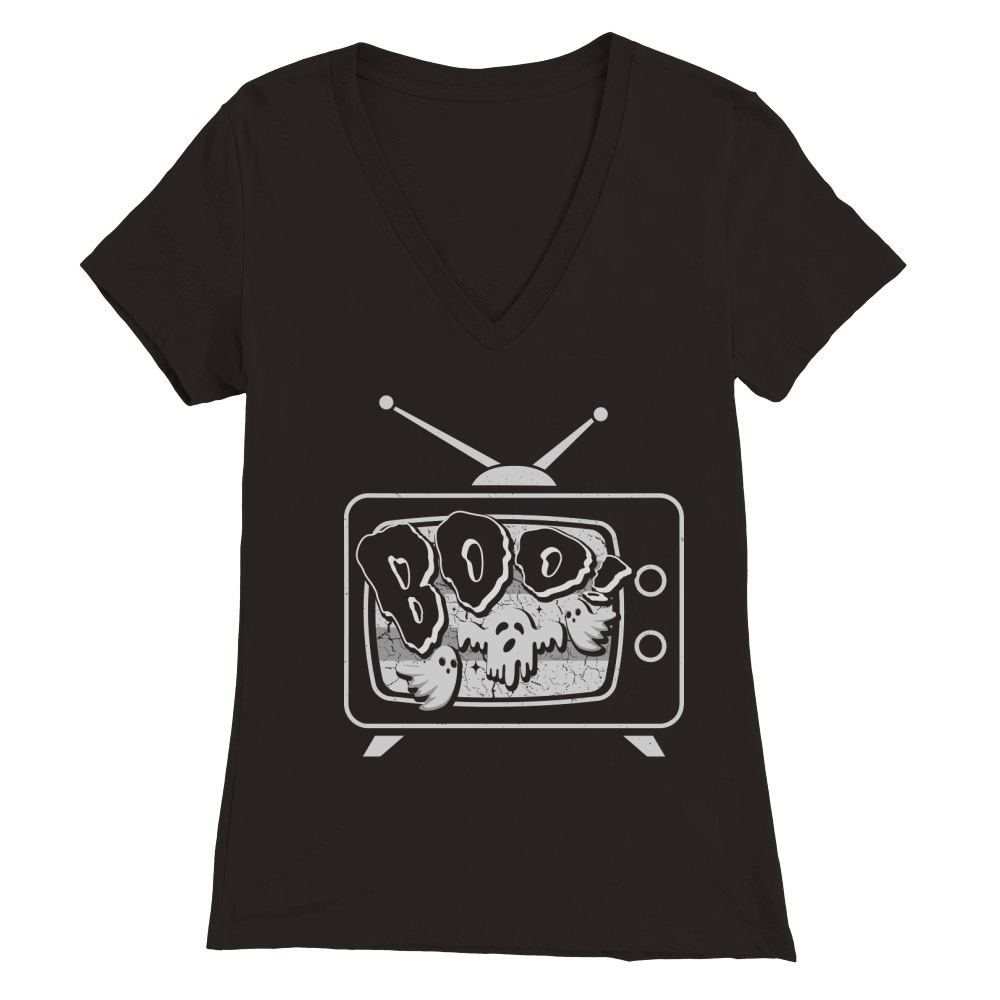 Halloween Vintage Boo Ghost 1 Premium Womens V-Neck T-shirt