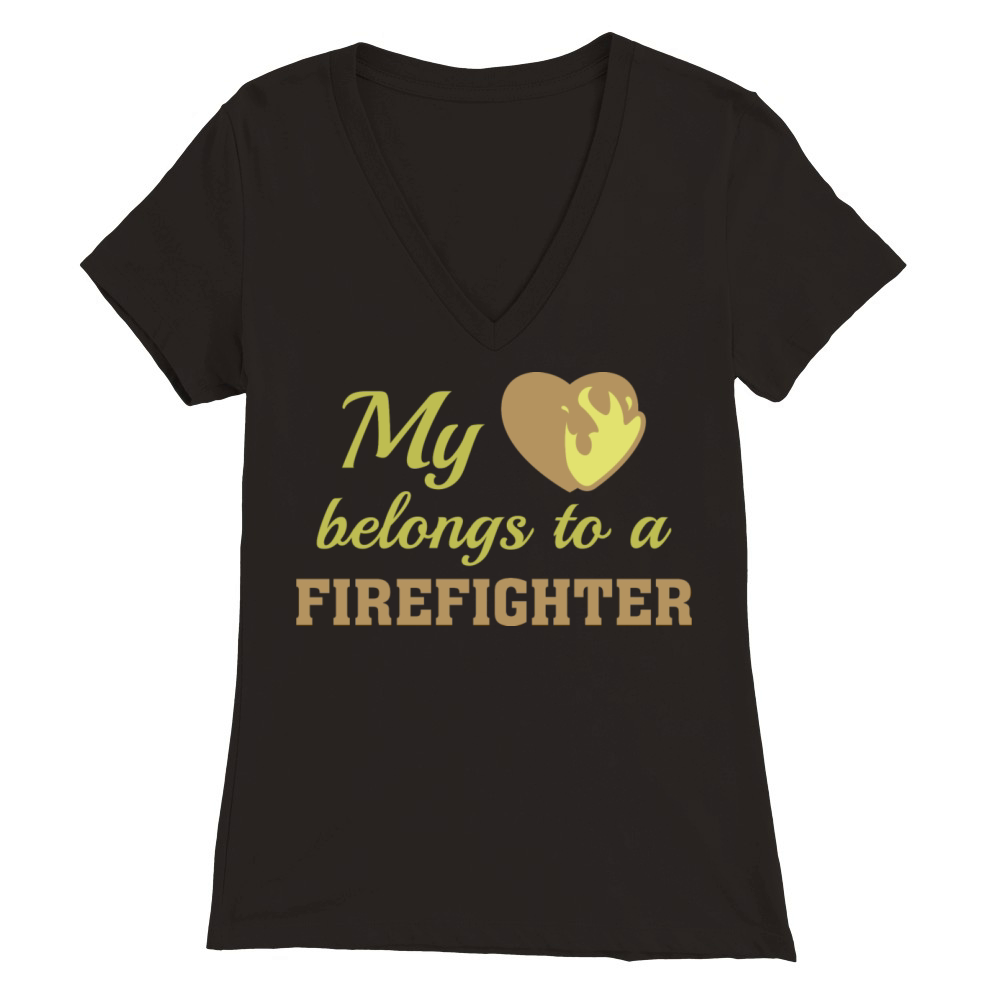 Heart Belongs Firefighter Premium Womens V-Neck T-shirt