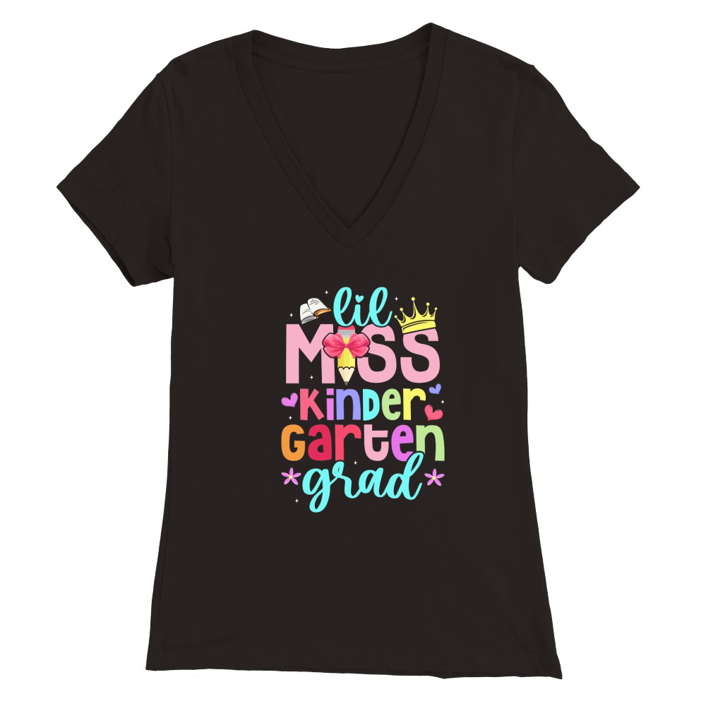 Lil Miss Kindergarten Grad Premium Womens V-Neck T-shirt
