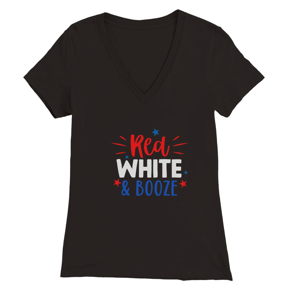 Red white & booze Premium Womens V-Neck T-shirt