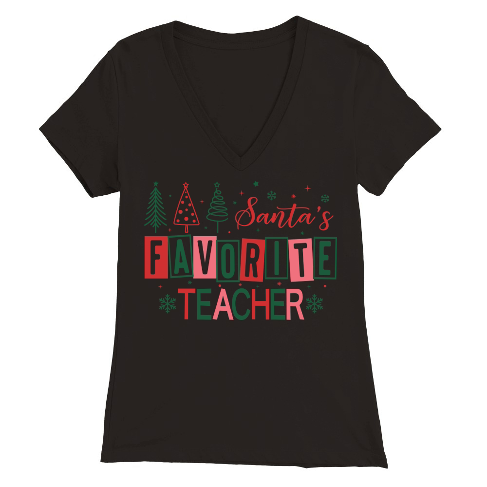 SantasFavoriteTeacher Premium Womens V-Neck T-shirt