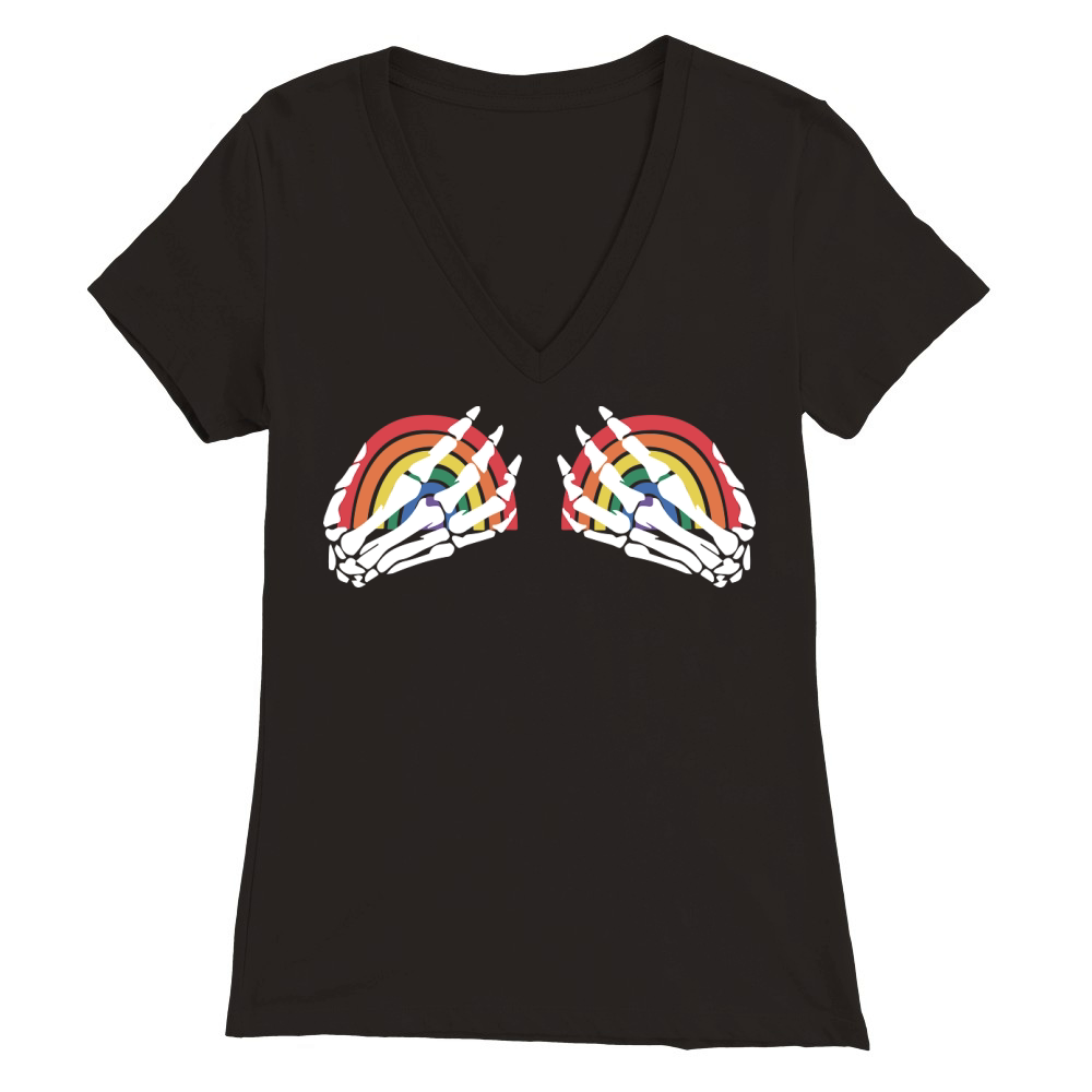 Skeleton Pride LGBT Gay Premium Womens V-Neck T-shirt