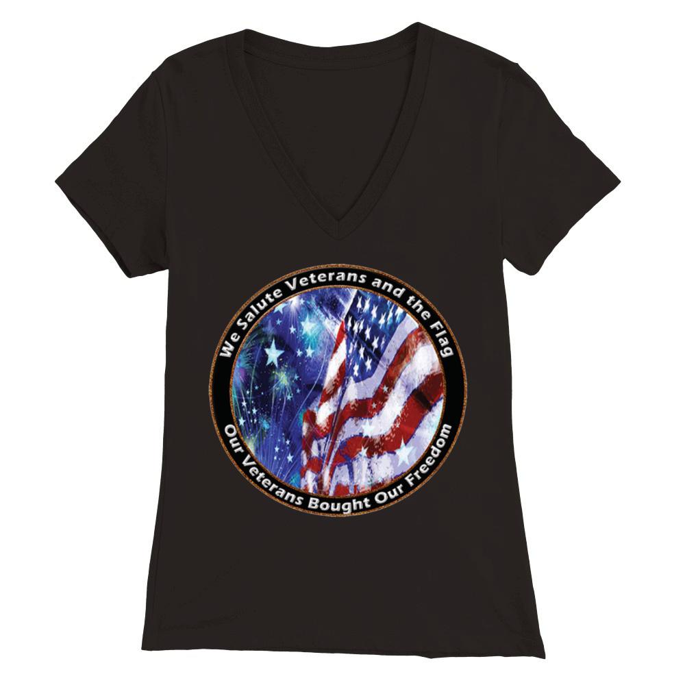 we salute veterans and the flag Premium Womens V-Neck T-shirt