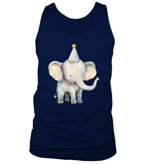 Elephant with Party Hat Watercolor Tank Top Unisex