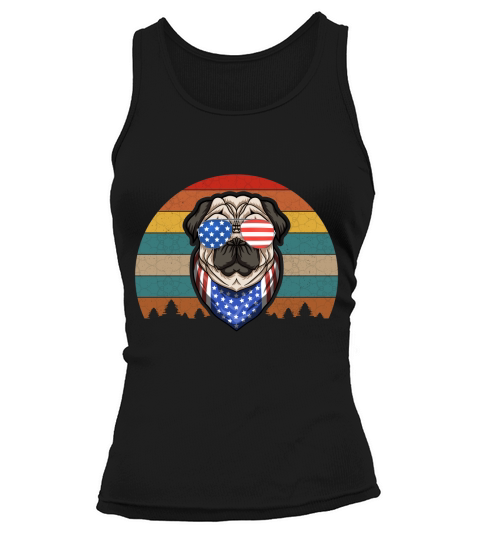 American Flag Pug Tank top Woman