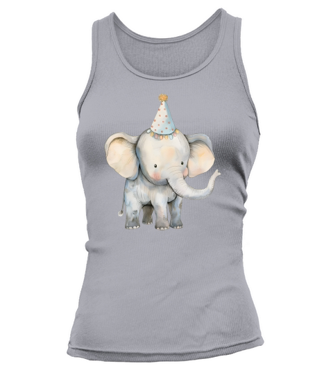 Elephant with Party Hat Watercolor Tank top Woman