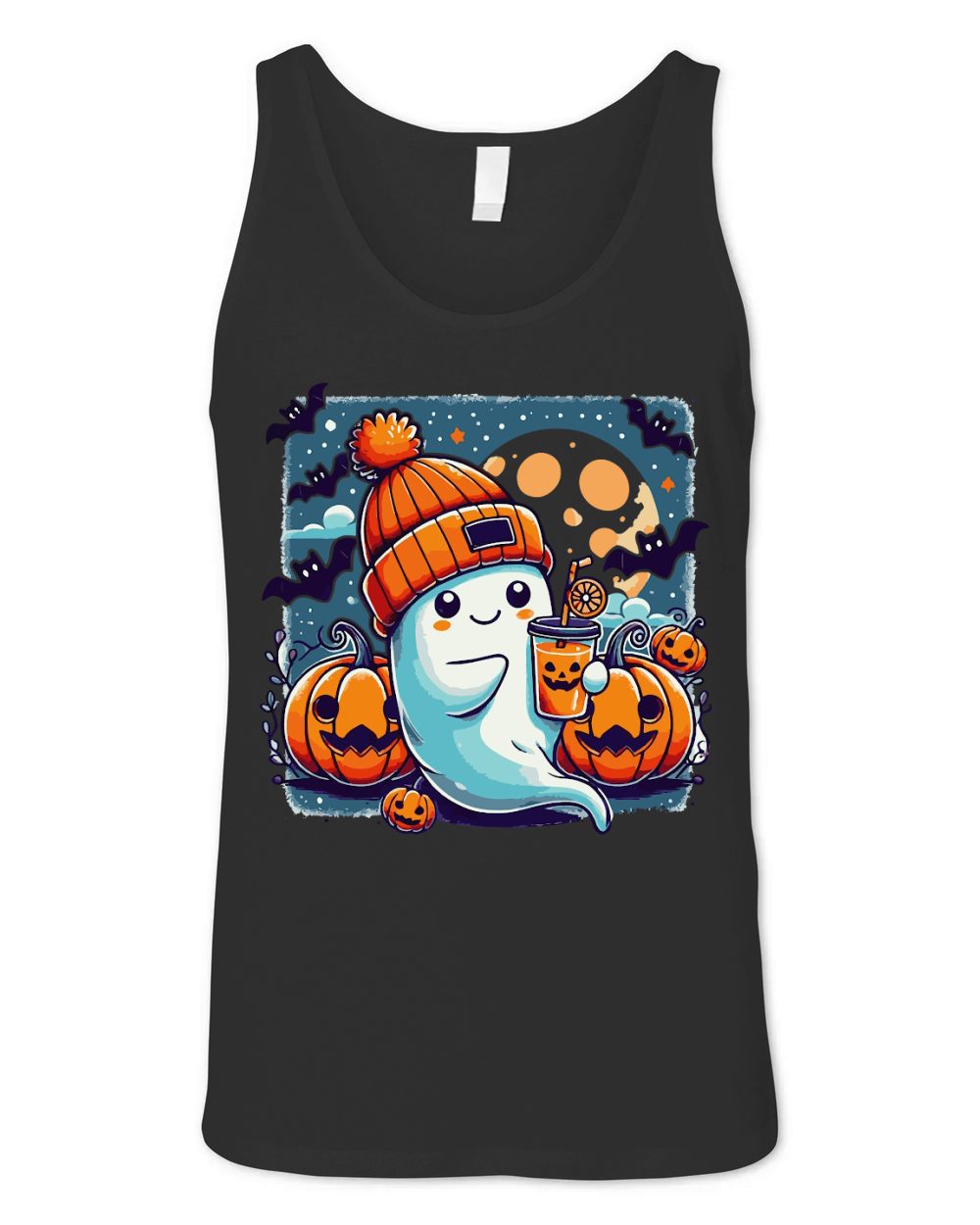 Cute Ghost PNG Halloween Sublimation Unisex Jersey Tank