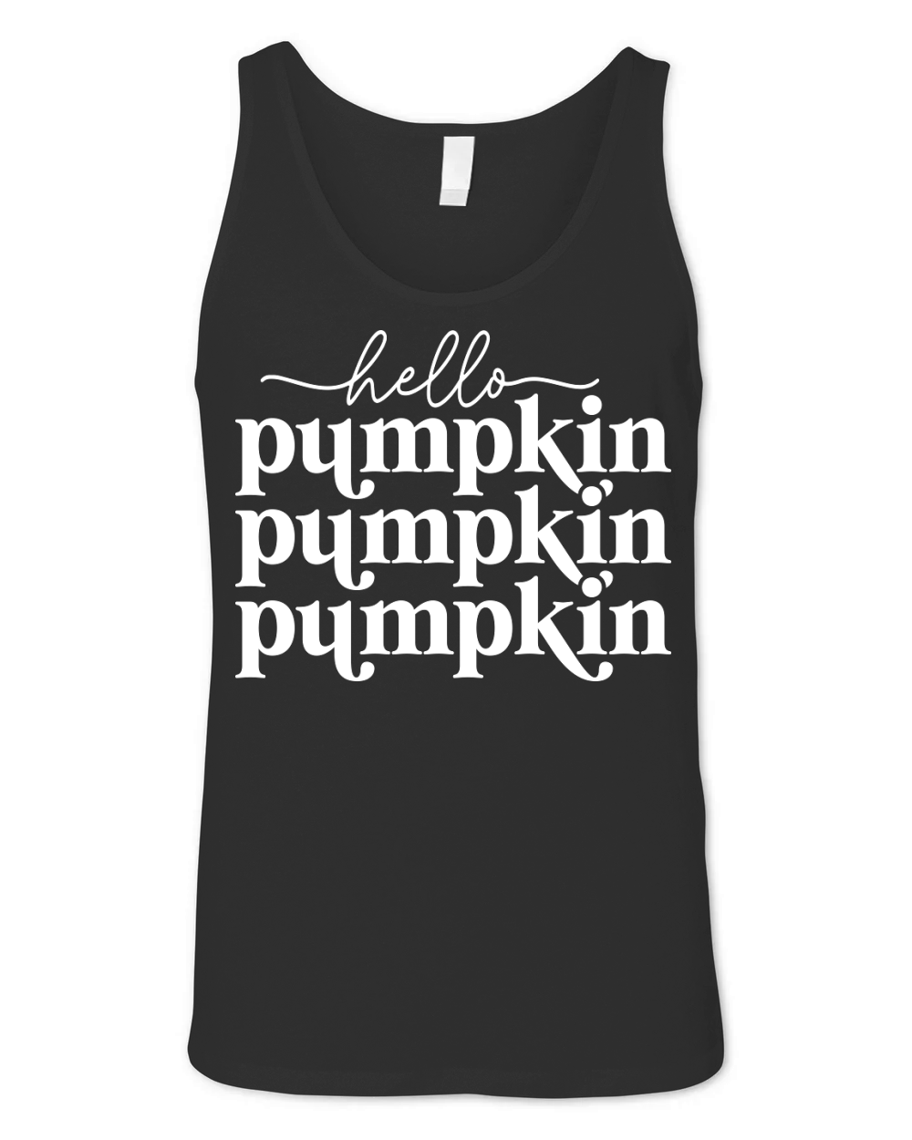 hello pumpkin t shirt design white Unisex Jersey Tank