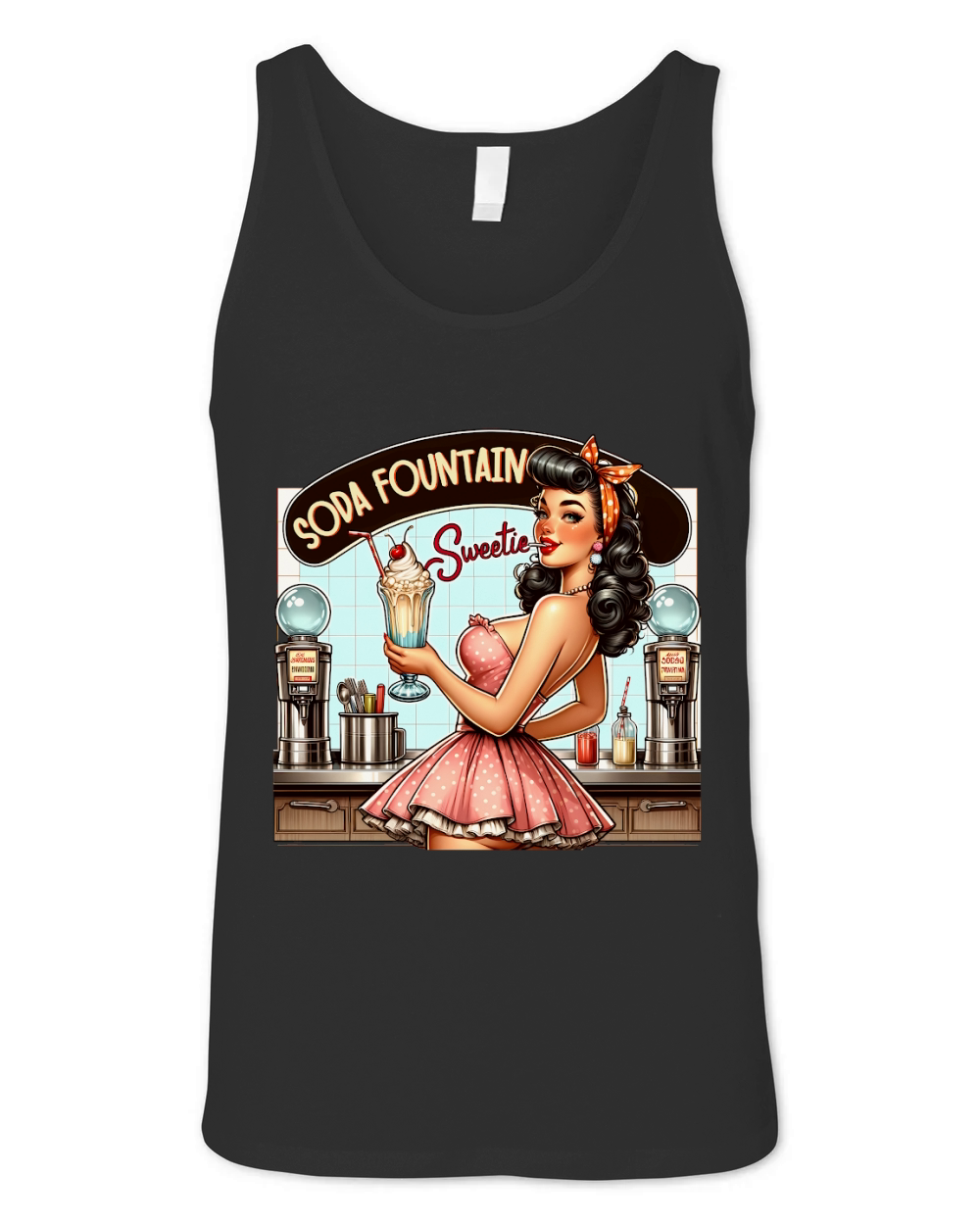 Retro Vintage soda fountain Unisex Jersey Tank