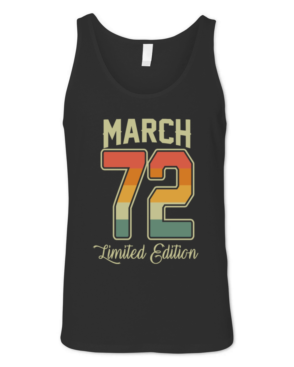 Vintage 50th Birthday March 1972 Sports Gift Unisex Jersey Tank