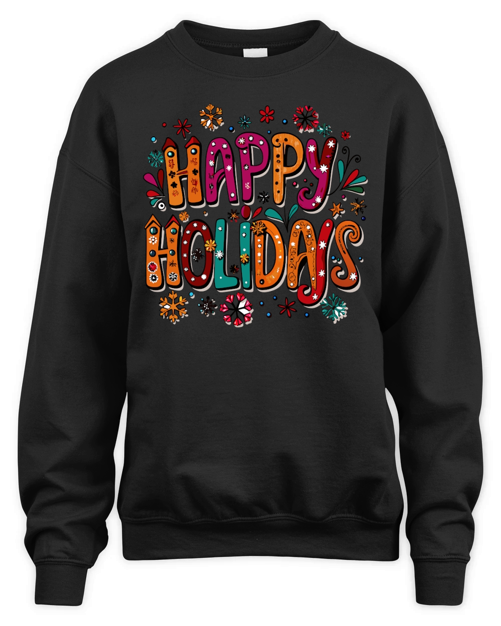 happy holidays bold letters with snow Unisex Premium Crewneck Sweatshirt