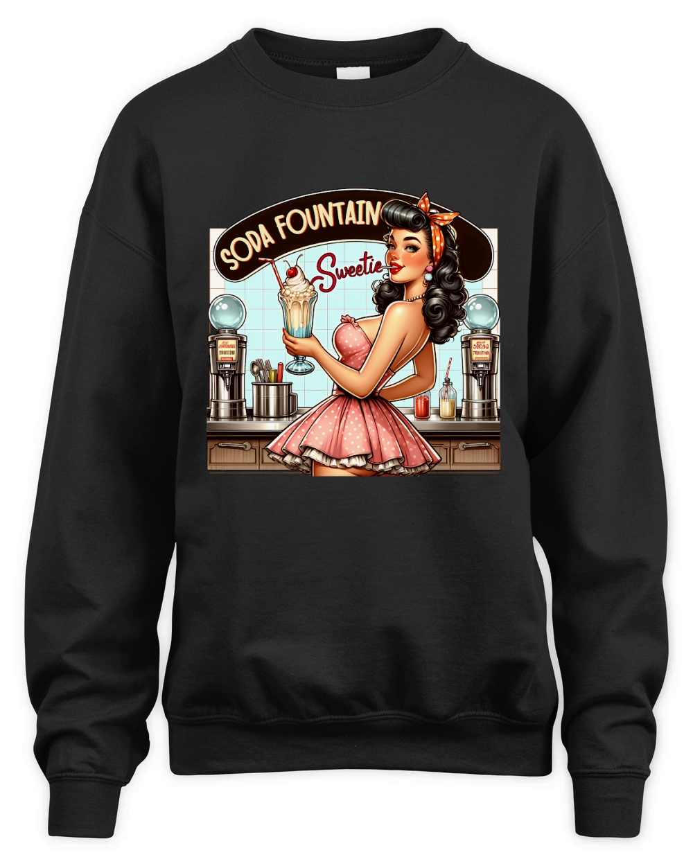 Retro Vintage soda fountain Unisex Premium Crewneck Sweatshirt