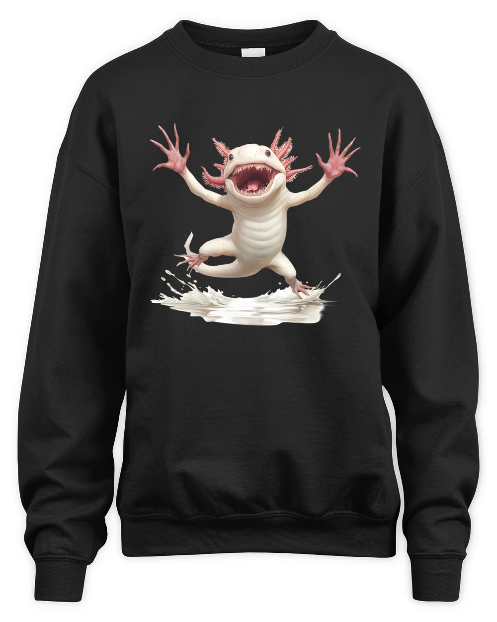 Three Axolotl Moon Weird Cursed 02 Unisex Premium Crewneck Sweatshirt