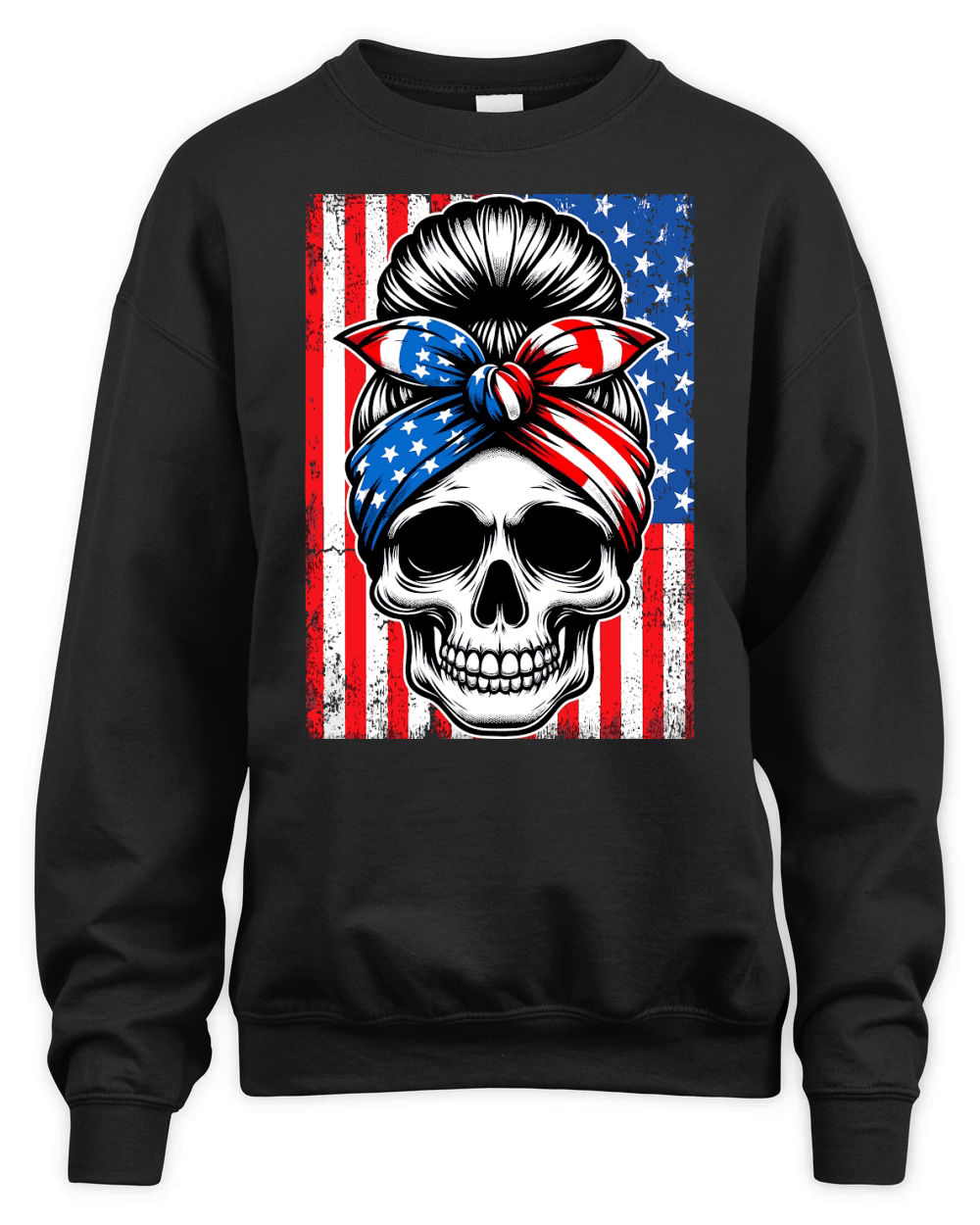 USA Flag Vintage Skeleton 4th of july 4 Unisex Premium Crewneck Sweatshirt
