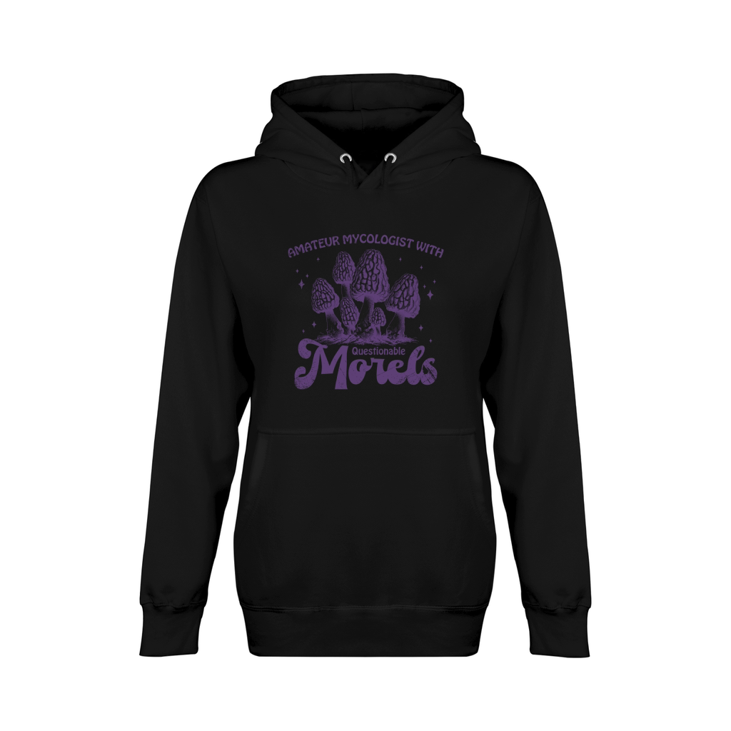 Amateur Mycologist with Morels L Violet GR Unisex Premium Pullover Hoodie
