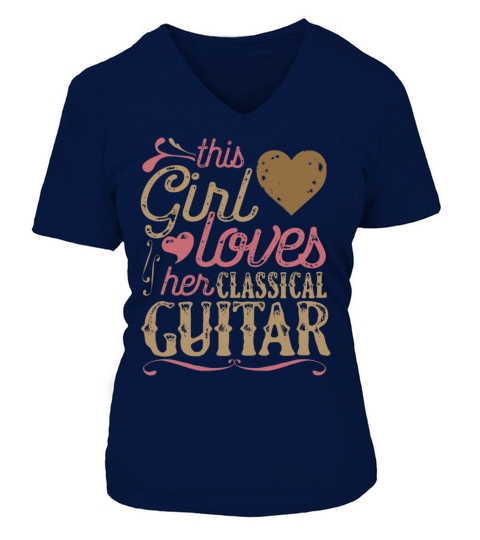 Classical Guitar Shirt Gift V-neck T-Shirt Woman