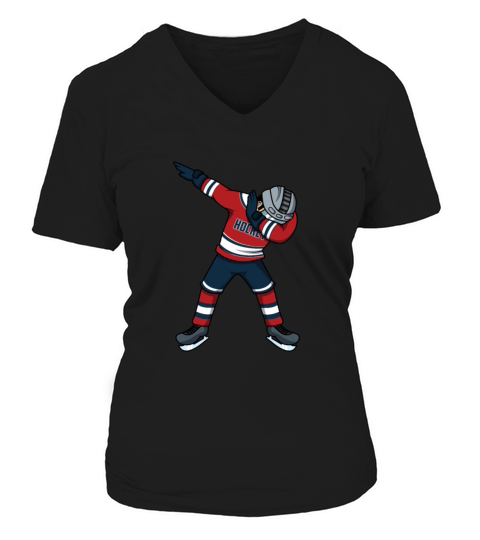 Dabbing Hockey Player Funny Hockey Shirt V-neck T-Shirt Woman