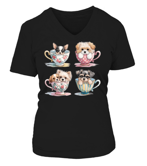 Dog Watercolor Bundle 08 V-neck T-Shirt Woman