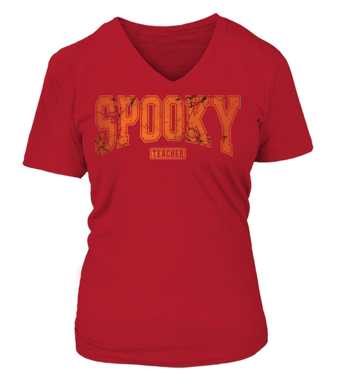 Halloween Teacher Spooky 02 V-neck T-Shirt Woman