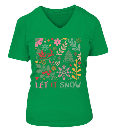Let It Snow Boho Flowers 02 V-neck T-Shirt Woman