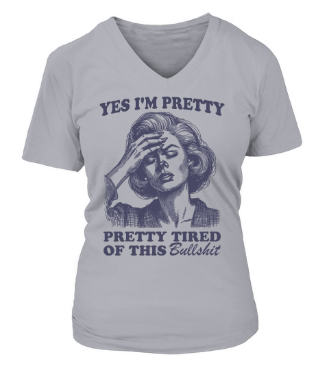 Pretty Tired Of This BS L dViolet V-neck T-Shirt Woman