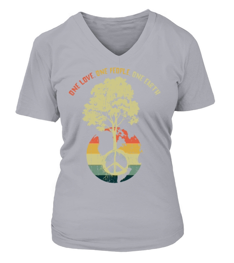 Retro Vintage People Planet Save World Earth Day V-neck T-Shirt Woman