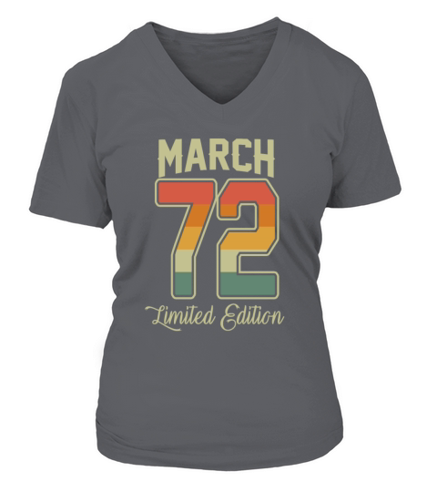 Vintage 50th Birthday March 1972 Sports Gift V-neck T-Shirt Woman