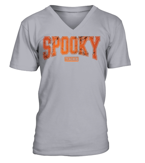 Halloween Teacher Spooky 02 V-Neck T-shirt