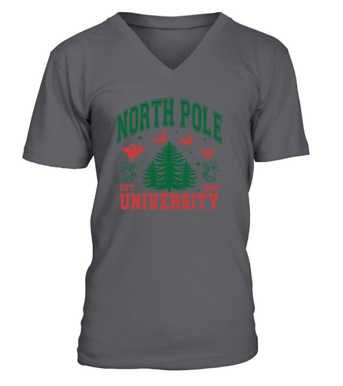 North Pole University Christmas V-Neck T-shirt