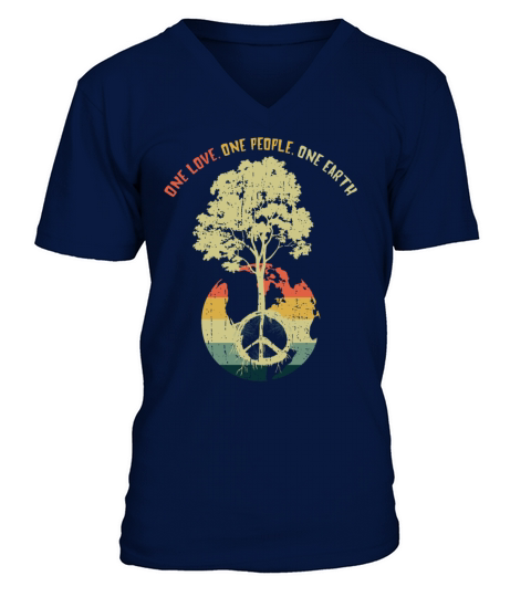 Retro Vintage People Planet Save World Earth Day V-Neck T-shirt
