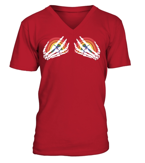 Skeleton Pride LGBT Gay V-Neck T-shirt