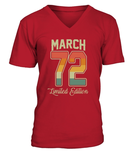 Vintage 50th Birthday March 1972 Sports Gift V-Neck T-shirt