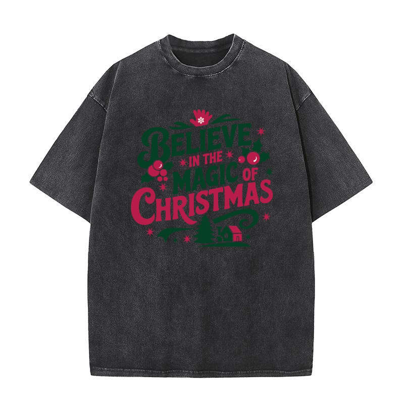 Believe in the magic os christmas Washed T-Shirt
