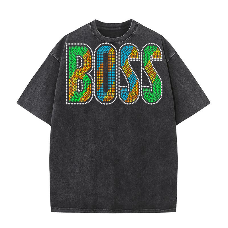 Boss Rhinestone Templates 2 Washed T-Shirt