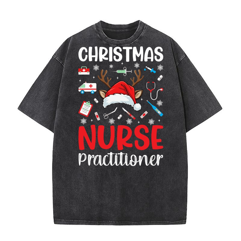 Christmas nurse practitioner Washed T-Shirt