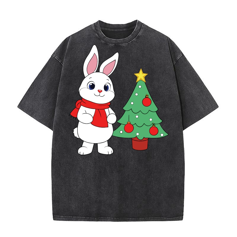 Christmas Rabbit 11 Washed T-Shirt
